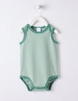 Teeny Weeny Striped Sleeveless Bodysuit, Mystic Green product photo