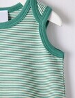 Teeny Weeny Striped Sleeveless Bodysuit, Mystic Green product photo View 02 S
