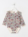 Teeny Weeny Play Time Stretch Cotton Long-Sleeve Bodysuit, Cream product photo