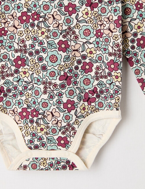 Teeny Weeny Play Time Stretch Cotton Long-Sleeve Bodysuit, Cream product photo View 03 L