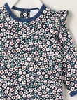 Teeny Weeny Play Time Stretch Cotton Long-Sleeve Floral Bodysuit, Blue product photo View 03 S