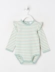 Teeny Weeny Play Time Stretch Cotton Long-Sleeve Bodysuit, Soft Grass product photo