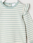 Teeny Weeny Play Time Stretch Cotton Long-Sleeve Bodysuit, Soft Grass product photo View 02 S
