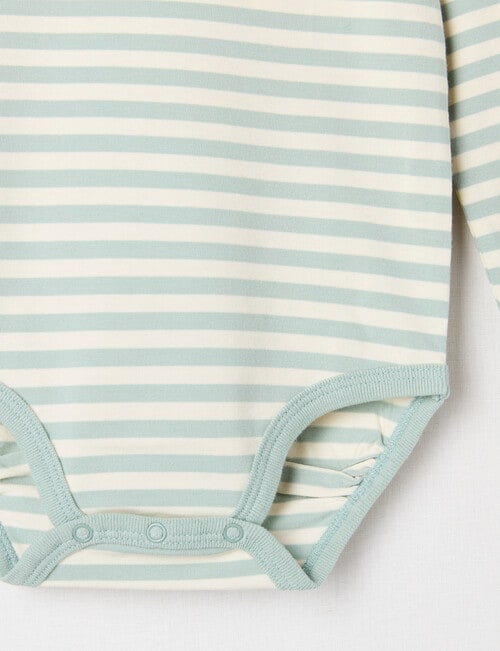 Teeny Weeny Play Time Stretch Cotton Long-Sleeve Bodysuit, Soft Grass product photo View 03 L