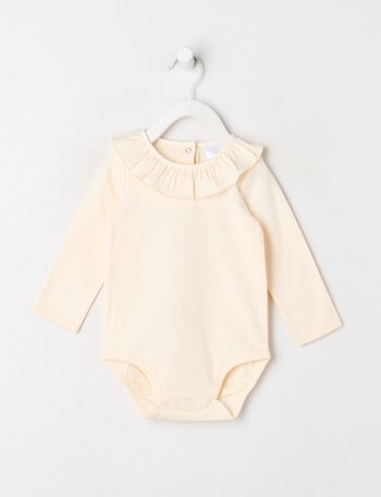 Teeny Weeny Play Time Stretch Cotton Long-Sleeve Bodysuit, Vanilla product photo