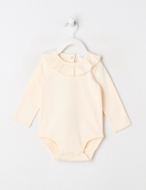 Teeny Weeny Play Time Stretch Cotton Long-Sleeve Bodysuit, Vanilla product photo