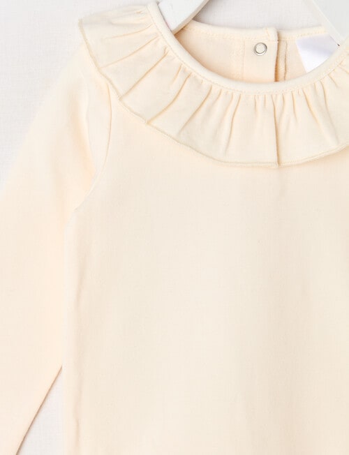 Teeny Weeny Play Time Stretch Cotton Long-Sleeve Bodysuit, Vanilla product photo View 02 L