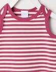 Teeny Weeny Play Time Stretch Cotton Sleeveless Yarn-Dyed Bodysuit, Raspberry & Cream product photo View 02 S