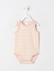 Teeny Weeny Play Time Stretch Cotton Sleeveless Yarn-Dyed Bodysuit, Pink & Cream product photo