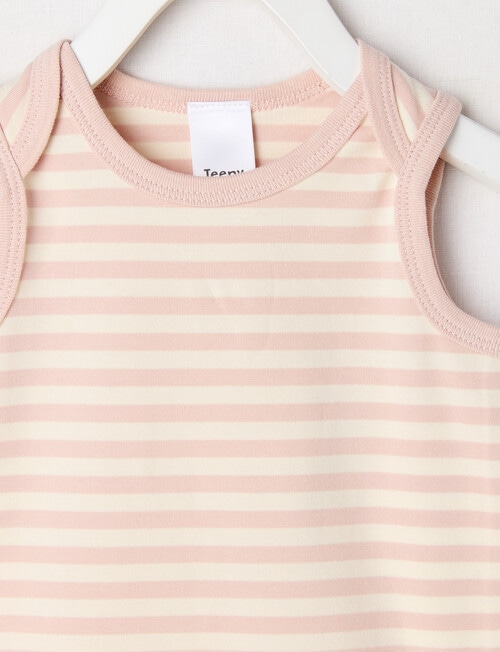 Teeny Weeny Play Time Stretch Cotton Sleeveless Yarn-Dyed Bodysuit, Pink & Cream product photo View 02 L