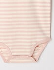 Teeny Weeny Play Time Stretch Cotton Sleeveless Yarn-Dyed Bodysuit, Pink & Cream product photo View 03 S