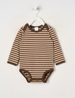 Teeny Weeny Play Time Stretch Cotton Long-Sleeve Bodysuit, Brown product photo