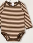 Teeny Weeny Play Time Stretch Cotton Long-Sleeve Bodysuit, Brown product photo View 02 S