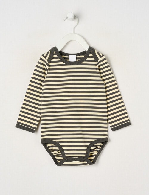 Teeny Weeny Play Time Stretch Cotton Long-Sleeve Bodysuit, Green product photo