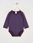 Teeny Weeny Play Time Stretch Cotton Long-Sleeve Cherry Bodysuit, Purple product photo