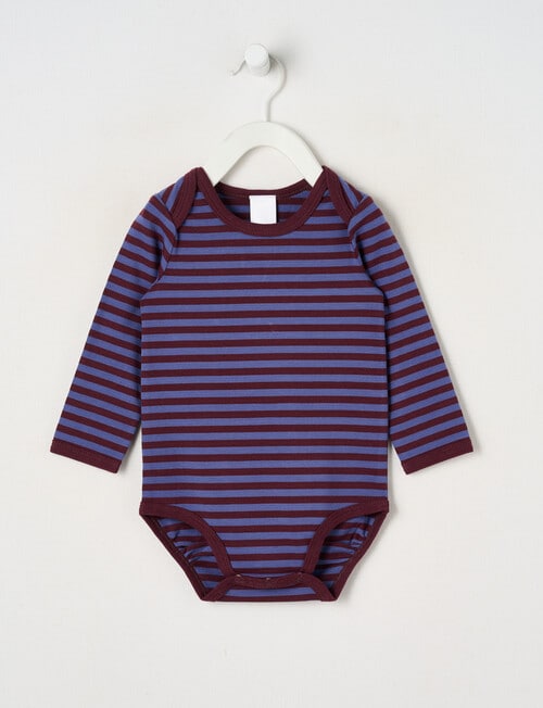 Teeny Weeny Play Time Stretch Cotton Long-Sleeve Cherry Bodysuit, Purple product photo