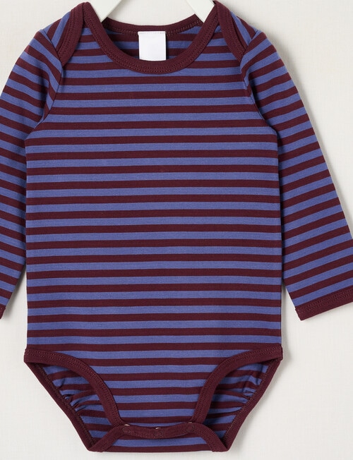 Teeny Weeny Play Time Stretch Cotton Long-Sleeve Cherry Bodysuit, Purple product photo View 02 L