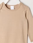 Teeny Weeny Play Time Stretch Cotton Long-Sleeve Bodysuit, Blonde Wood product photo View 02 S