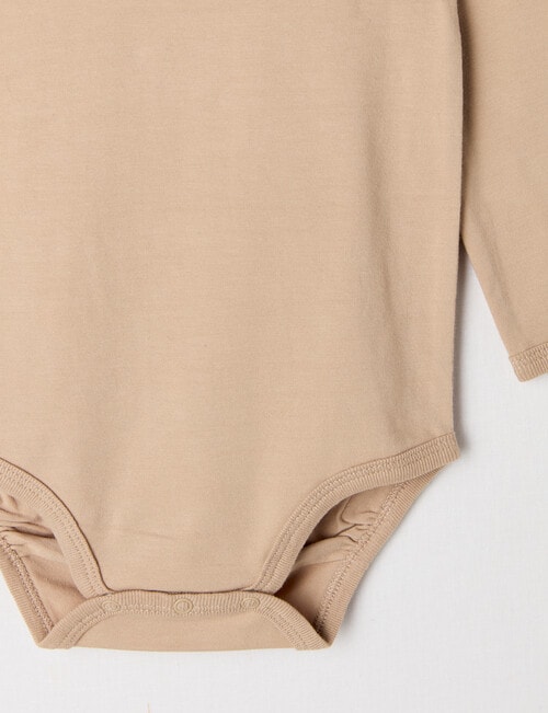Teeny Weeny Play Time Stretch Cotton Long-Sleeve Bodysuit, Blonde Wood product photo View 03 L