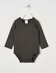 Teeny Weeny Play Time Stretch Cotton Long-Sleeve Bodysuit, Charcoal product photo