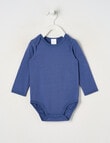 Teeny Weeny Play Time Stretch Cotton Long-Sleeve Bodysuit, Blue product photo