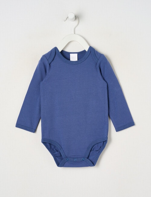 Teeny Weeny Play Time Stretch Cotton Long-Sleeve Bodysuit, Blue product photo