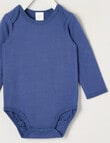 Teeny Weeny Play Time Stretch Cotton Long-Sleeve Bodysuit, Blue product photo View 02 S