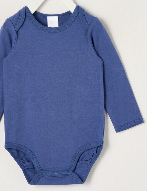 Teeny Weeny Play Time Stretch Cotton Long-Sleeve Bodysuit, Blue product photo View 02 L