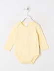 Teeny Weeny Play Time Stretch Cotton Long-Sleeve Bodysuit, Cream product photo