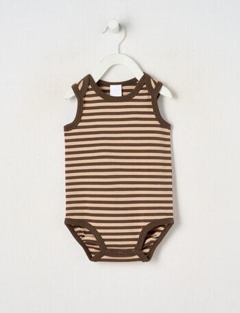 Teeny Weeny Play Time Stretch Cotton Short-Sleeve Bodysuit, Brown product photo