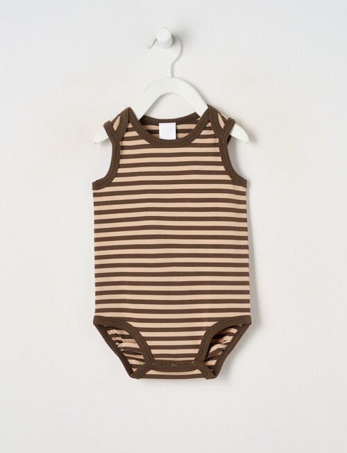 Teeny Weeny Play Time Stretch Cotton Short-Sleeve Bodysuit, Brown product photo