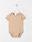 Teeny Weeny Play Time Stretch Cotton Short-Sleeve Bodysuit, Blonde Wood product photo