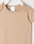 Teeny Weeny Play Time Stretch Cotton Short-Sleeve Bodysuit, Blonde Wood product photo View 02 S