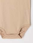 Teeny Weeny Play Time Stretch Cotton Short-Sleeve Bodysuit, Blonde Wood product photo View 03 S