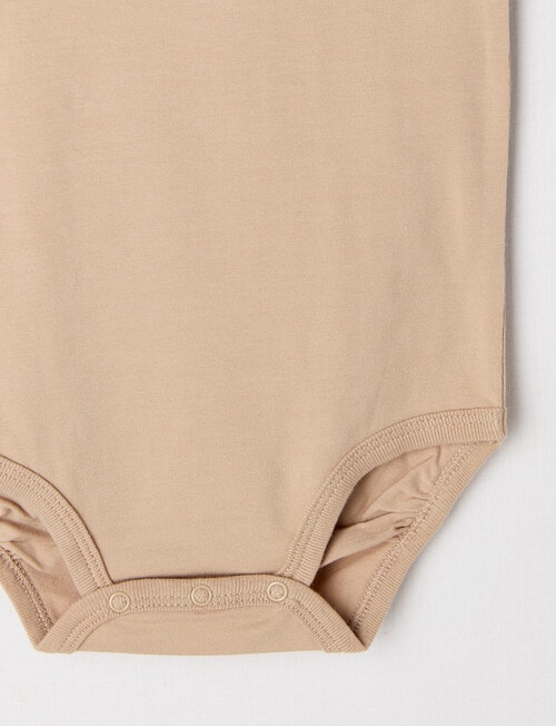 Teeny Weeny Play Time Stretch Cotton Short-Sleeve Bodysuit, Blonde Wood product photo View 03 L