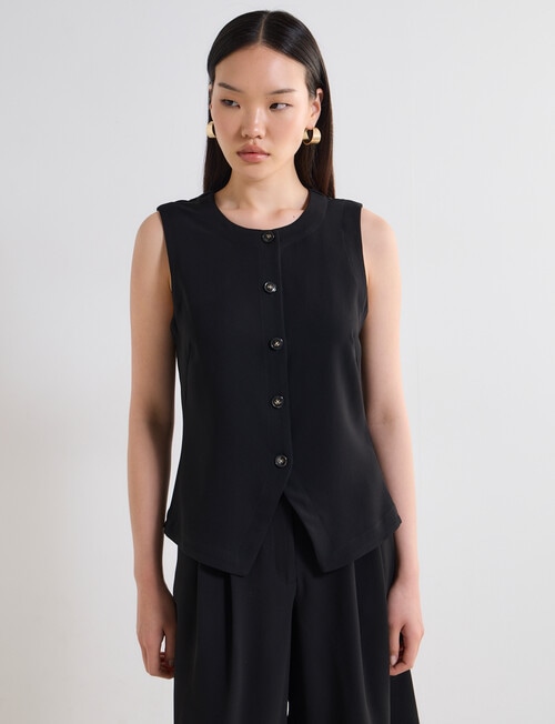 State of play Foy High Neck Waistcoat, Black product photo