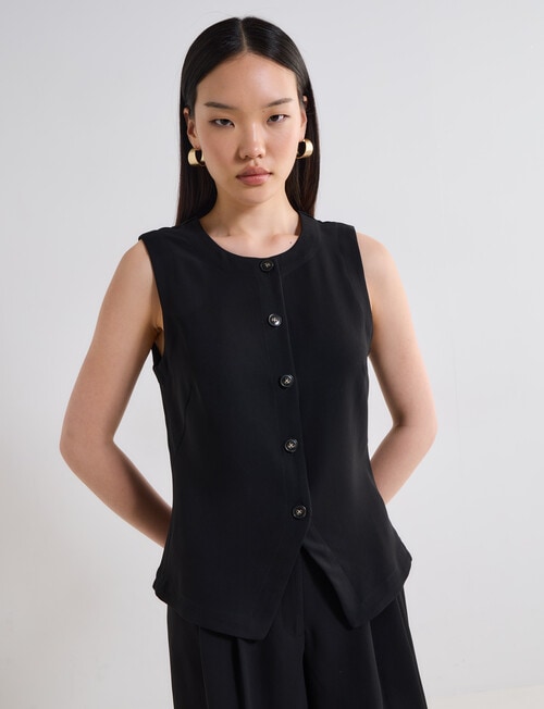 State of play Foy High Neck Waistcoat, Black product photo View 06 L