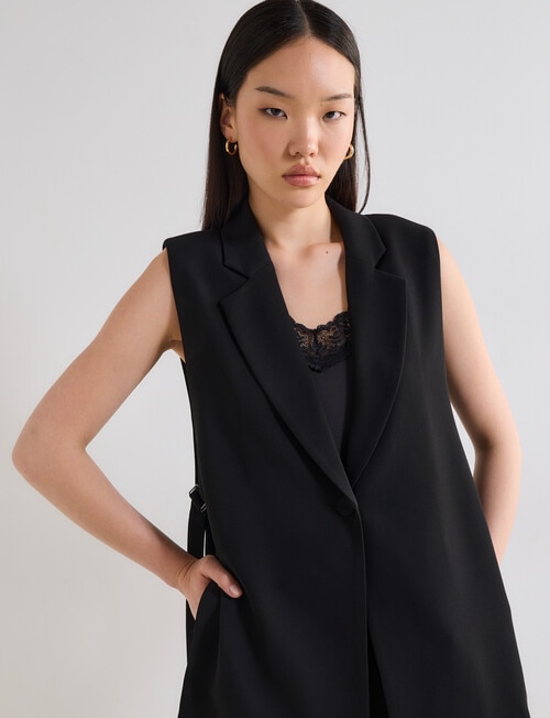 State of play Lloyd Sleeveless Blazer, Black product photo View 10 L