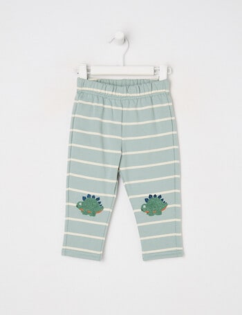 Teeny Weeny Play Time Stripe Fleece Pant, Sage Green product photo