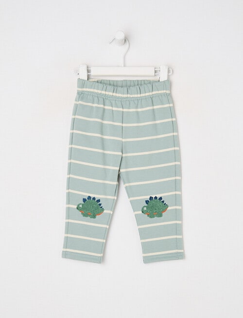 Teeny Weeny Play Time Stripe Fleece Pant, Sage Green product photo