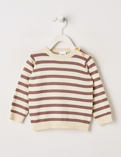 Teeny Weeny Stripe Crew Neck Knit Jumper, Brown product photo