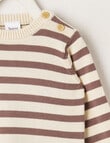 Teeny Weeny Stripe Crew Neck Knit Jumper, Brown product photo View 02 S