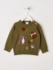 Teeny Weeny Crew Neck Knit Jumper, Olive product photo