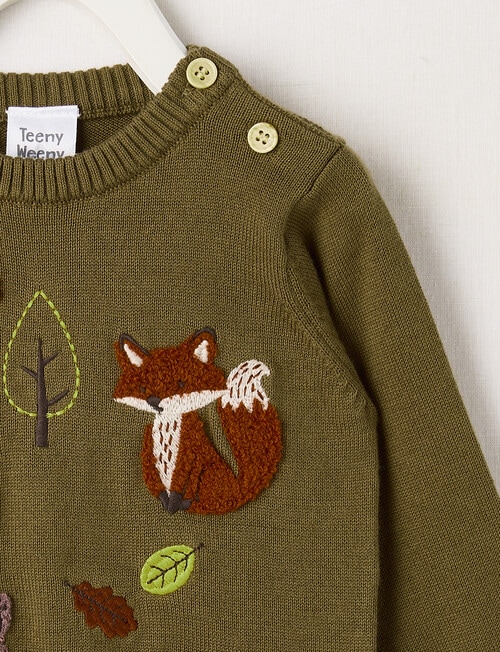 Teeny Weeny Crew Neck Knit Jumper, Olive product photo View 02 L