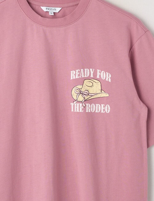 Switch Rodeo Short Sleeve Oversized Tee, Heather Rose product photo View 03 L