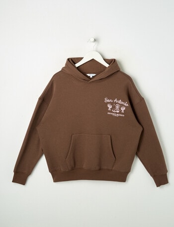Switch Western Oversized Hoodie, Chocolate & Baby Pink product photo