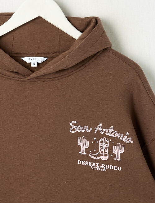 Switch Western Oversized Hoodie, Chocolate & Baby Pink product photo View 02 L