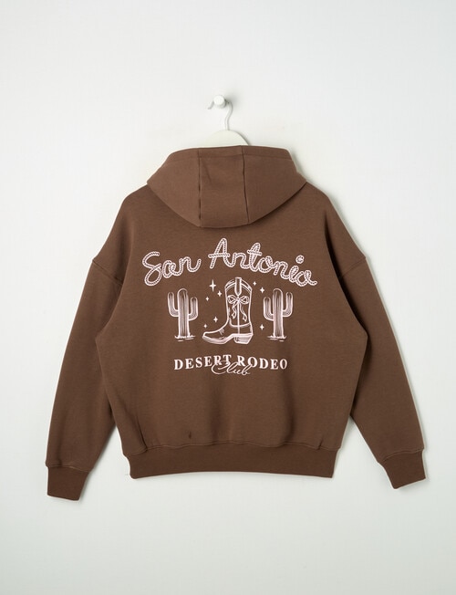 Switch Western Oversized Hoodie, Chocolate & Baby Pink product photo View 04 L