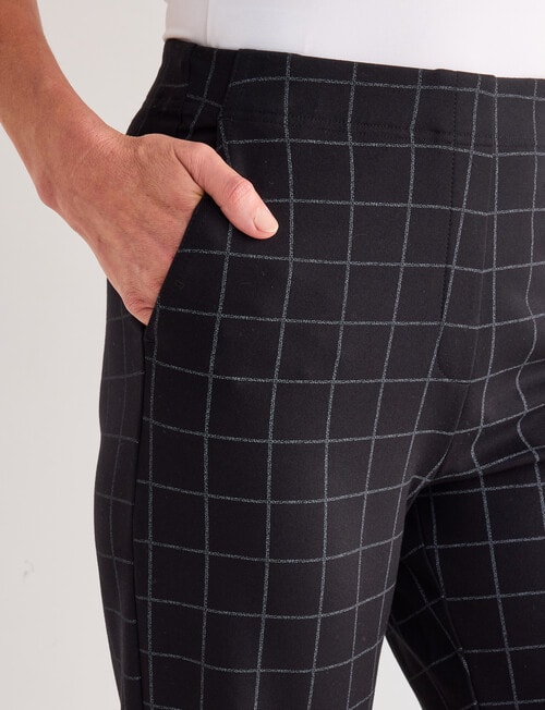 Ella J Ponte Straight Leg Pant, Black Check product photo View 04 L