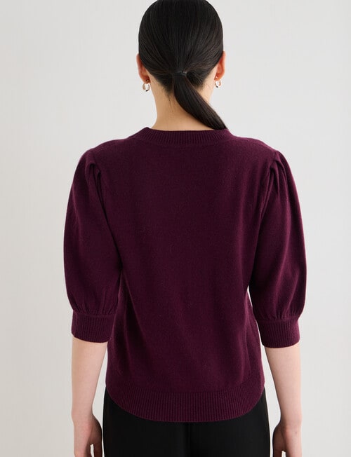 State of play Lark Short Sleeve Cashmere Blend Sweater, Dark Cherry product photo View 02 L
